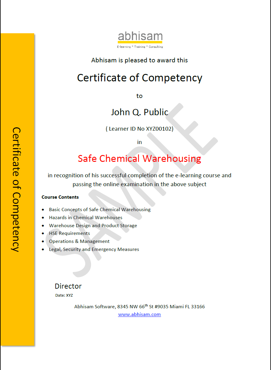 Chemical Warehouse Safety Training Course 6654