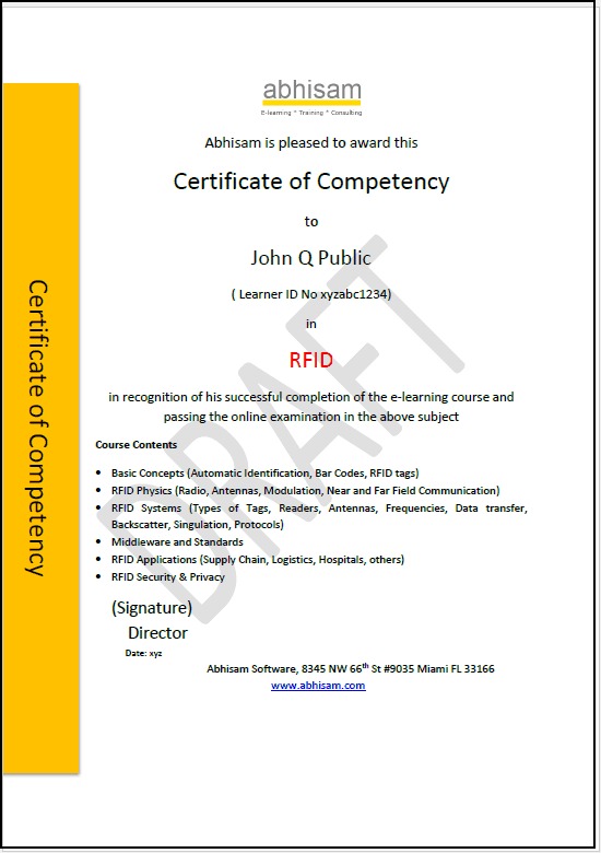 RFID Certificate